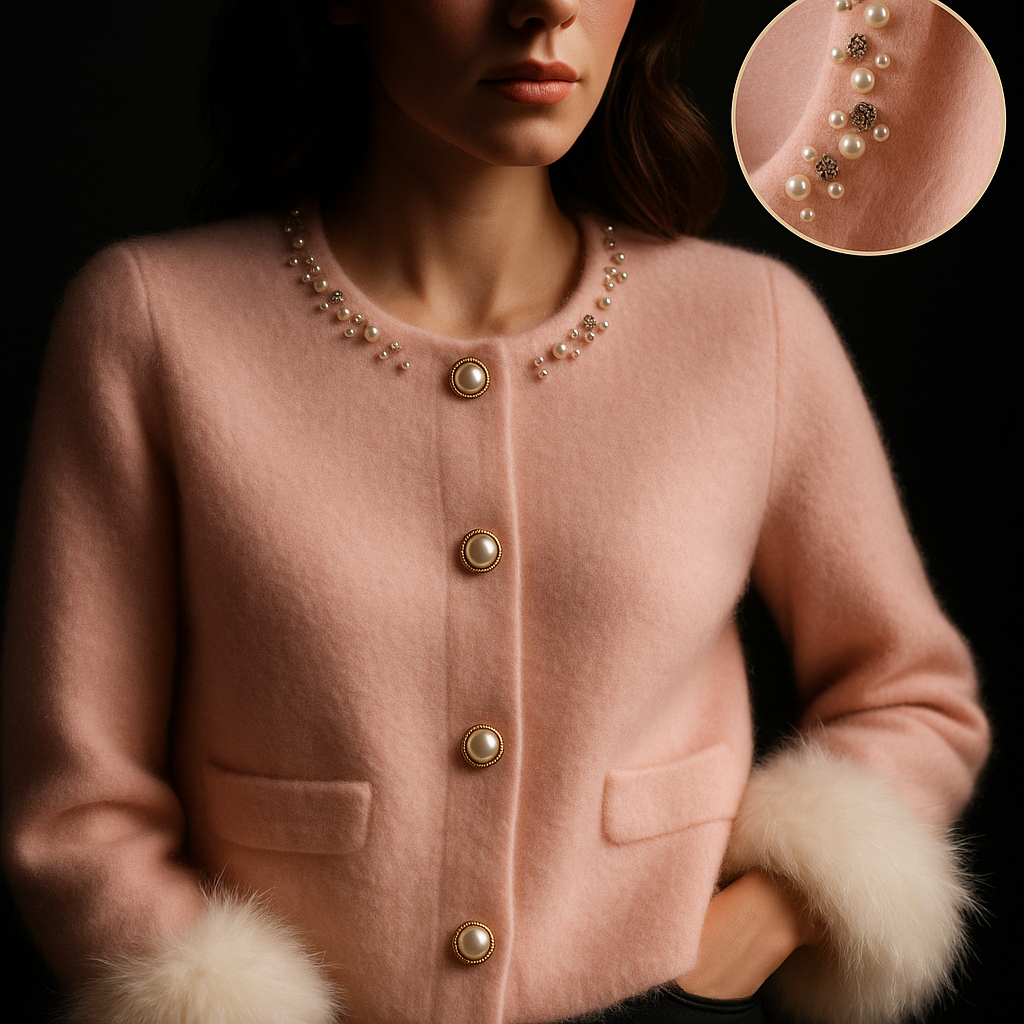 Chaqueta Charlotte | Edición "Luxury Pearl" & Puños de Pelo
