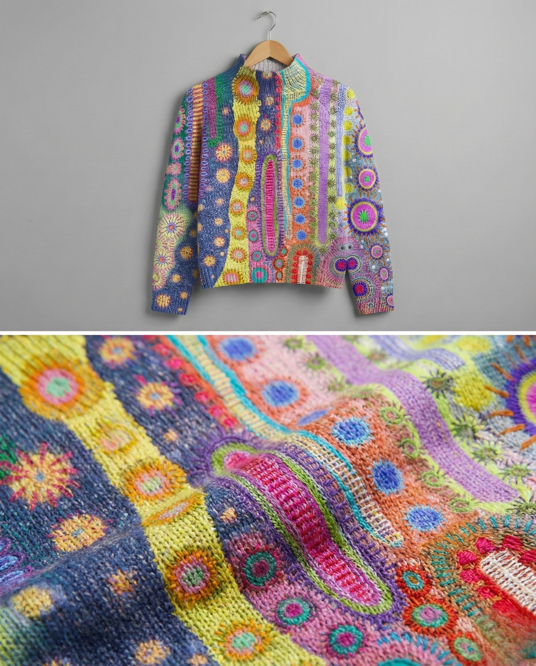 Jersey Aura | Edición "Kaleidoscope Knit" & Cuello Alto Multicolor