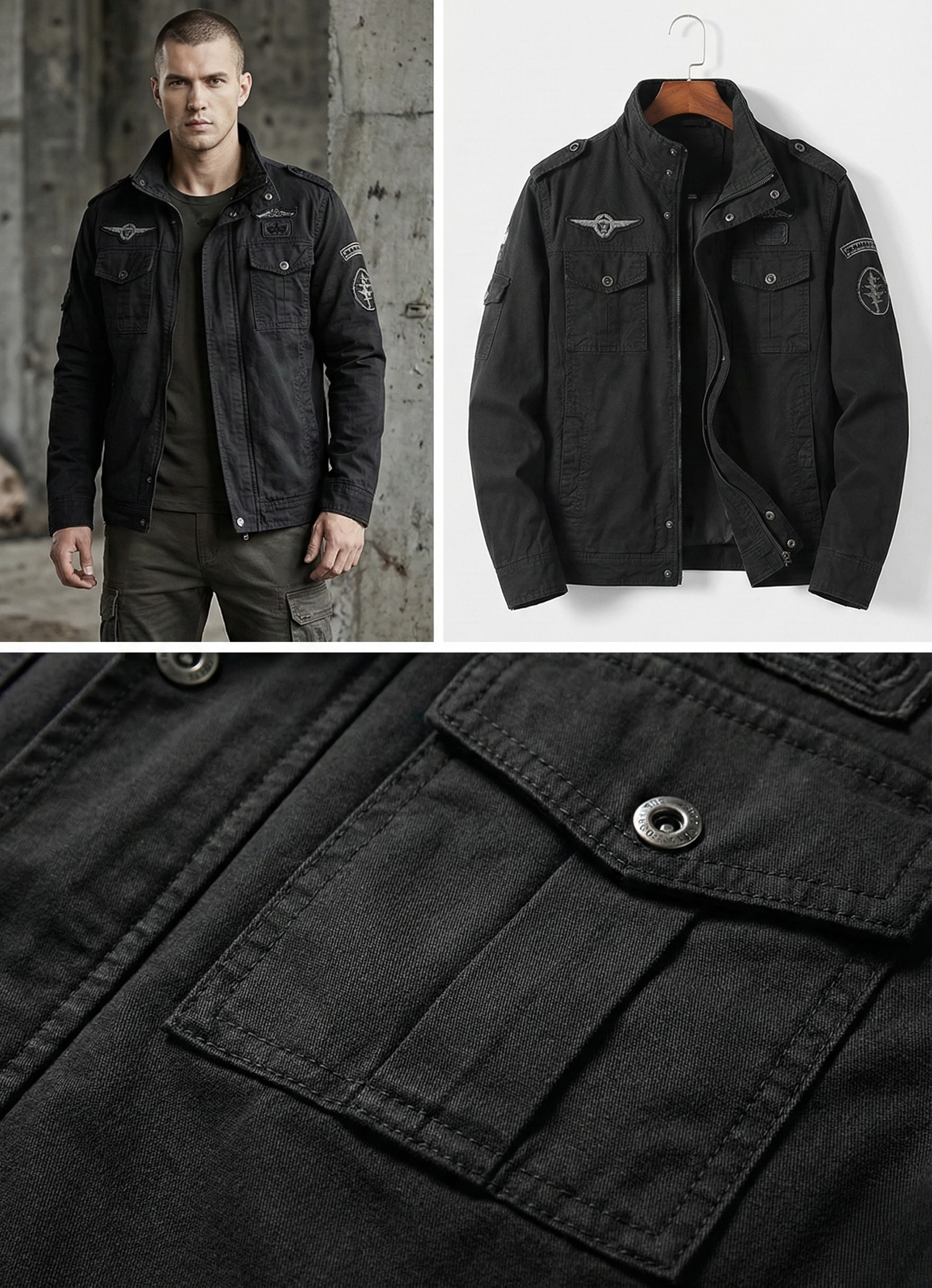 Chaqueta Táctica "Airborne" | Edición Canvas Militar & Parches Bordados